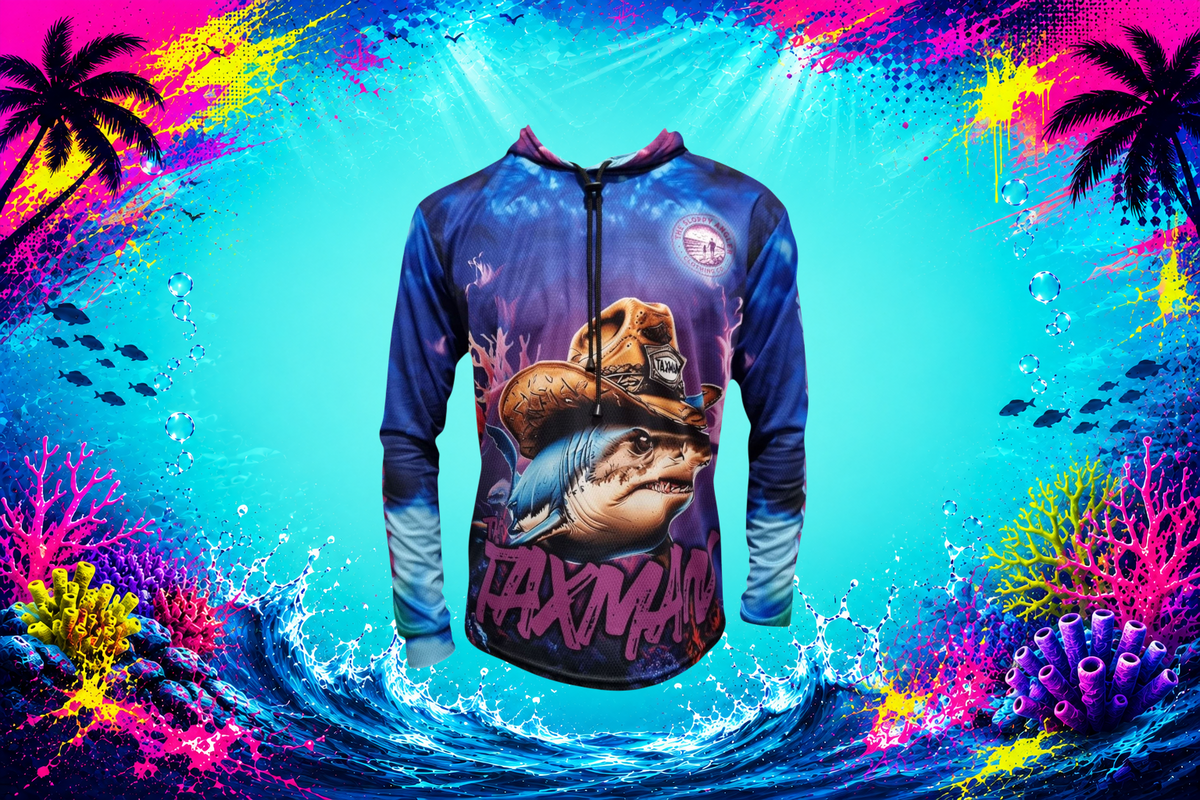 The Taxman - Fishing Hoodie Neon Ocean